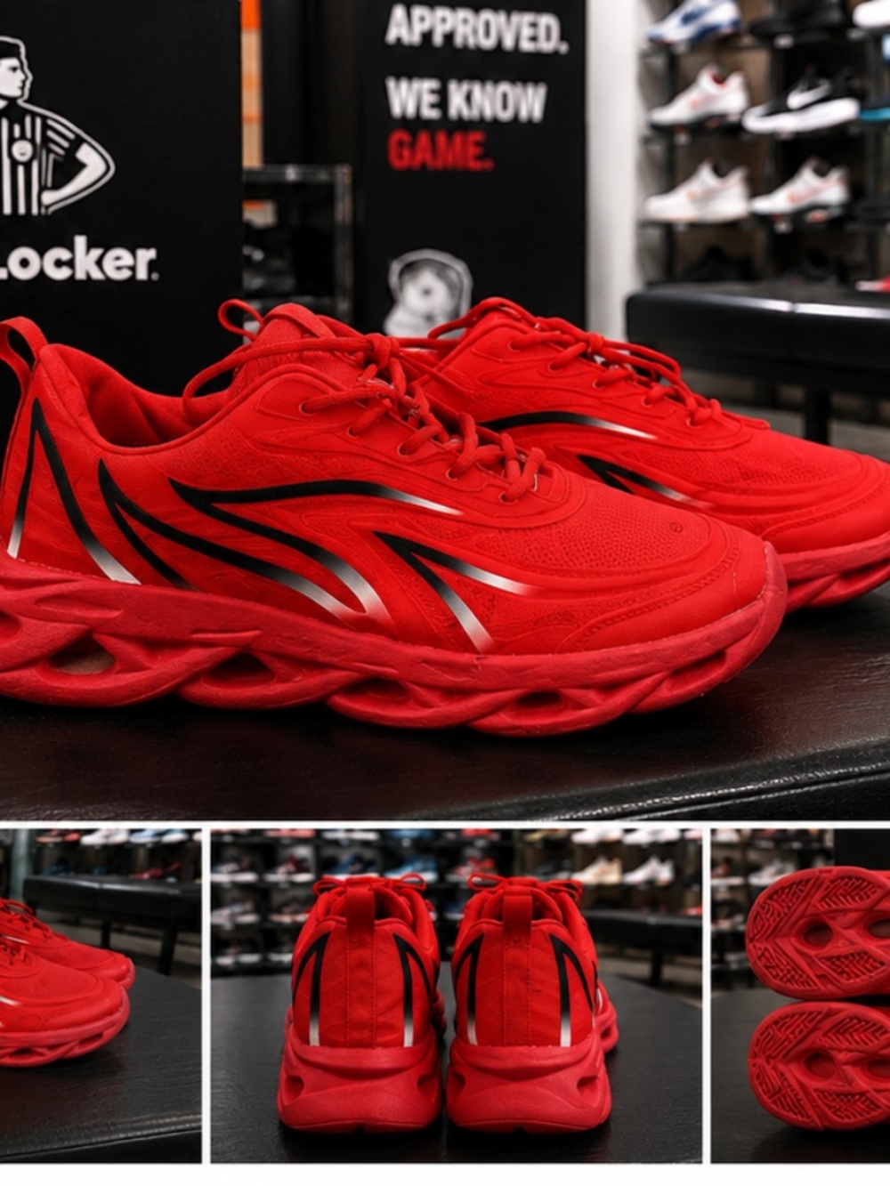 Red Athletic Sneakers with Black & Silver Accents